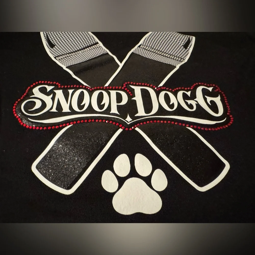 New Snoop Dogg Blink Glitter Mic Microphone black Dog shirt Extra Large XL